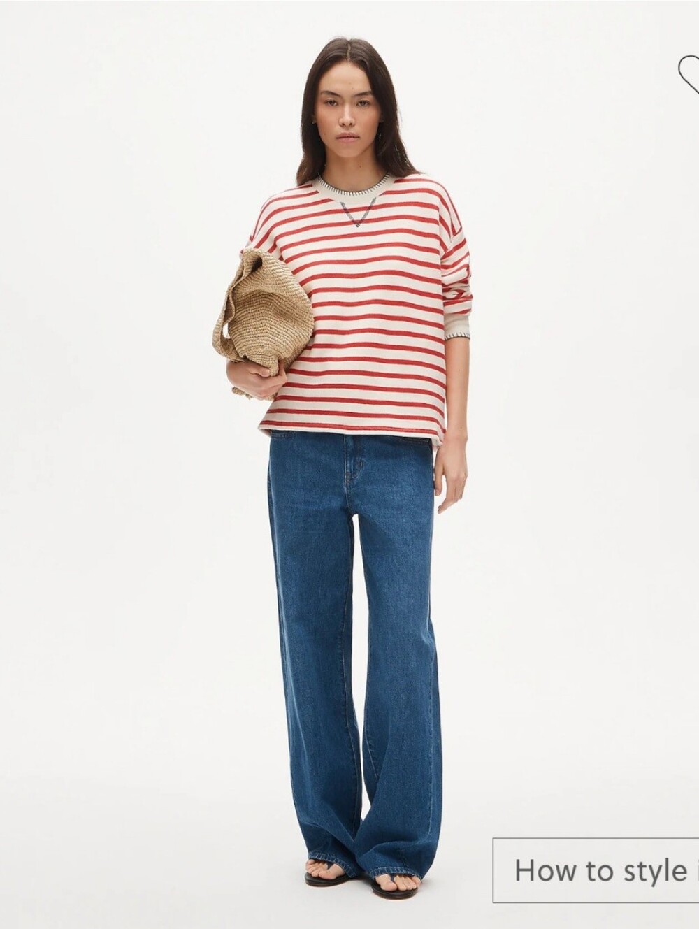 J.Crew Contrast-trim heritage terry relaxed crewneck sweatshirt in stripe Sz L